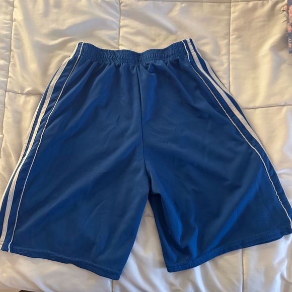 Men's Blue Athletic Shorts with White Stripes - Picture 1 of 1